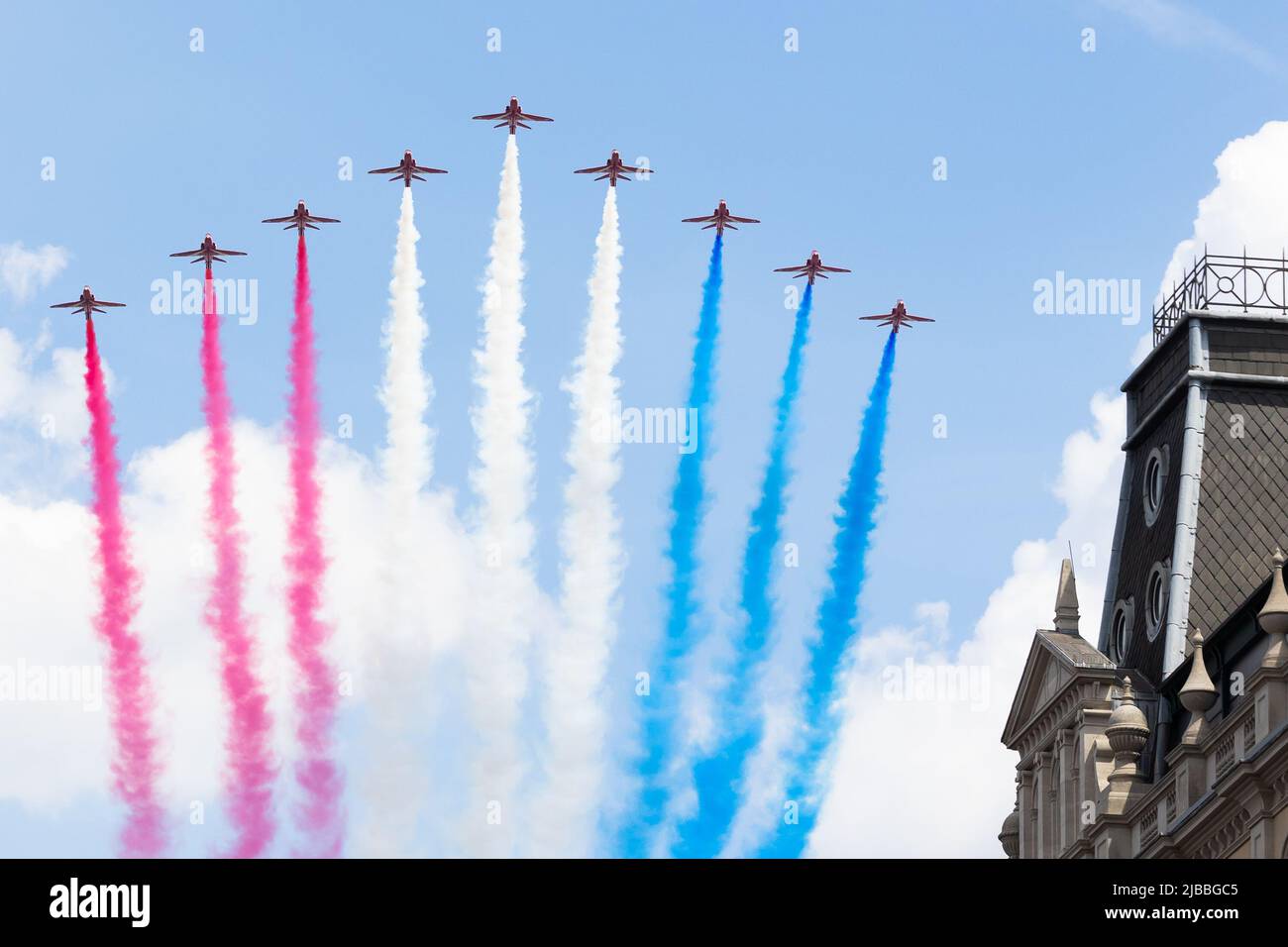 london-uk-02nd-june-2022-the-red-arrows-display-team-perform-a-fly