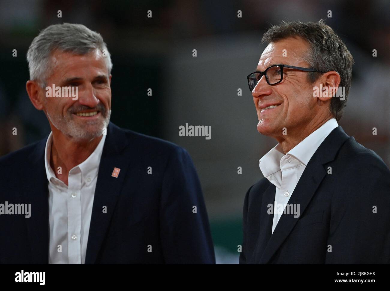Gilles Moretton, President of the French Tennis Federation FFT, Mats  Wilander during the women's final, day