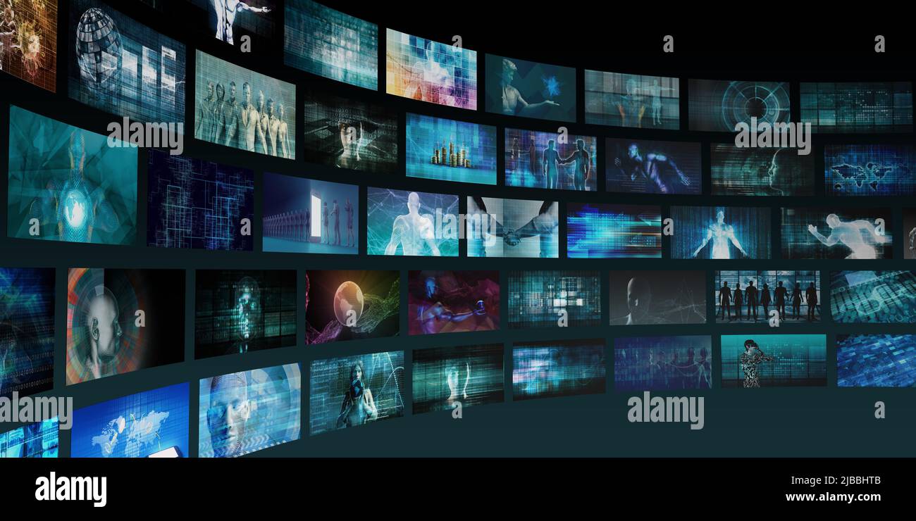 Digital Multimedia Content Delivery Online as Art Stock Photo Alamy