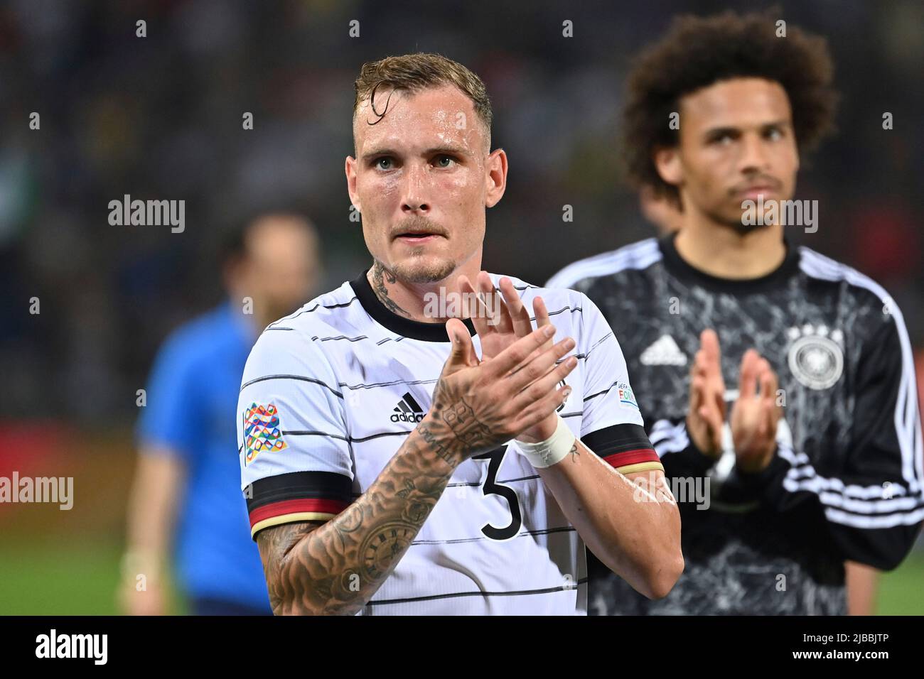 Bologne, Italien. 04th June, 2022. David RAUM (GER) after the end of the  game, applauds, action, single image, cut single motif, portrait, portrait,  portrait. Football UEFA Nations League, group phase 1.matchday Italy (