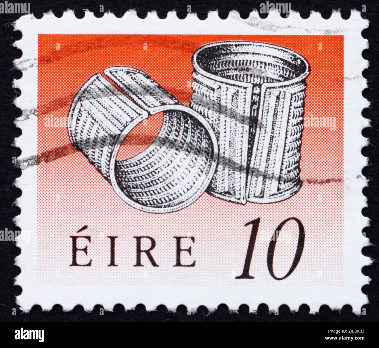 IRELAND - CIRCA 1990: a stamp printed in the Ireland shows Derrinboy Armlets, Art Treasure of Ireland, circa 1990 Stock Photo