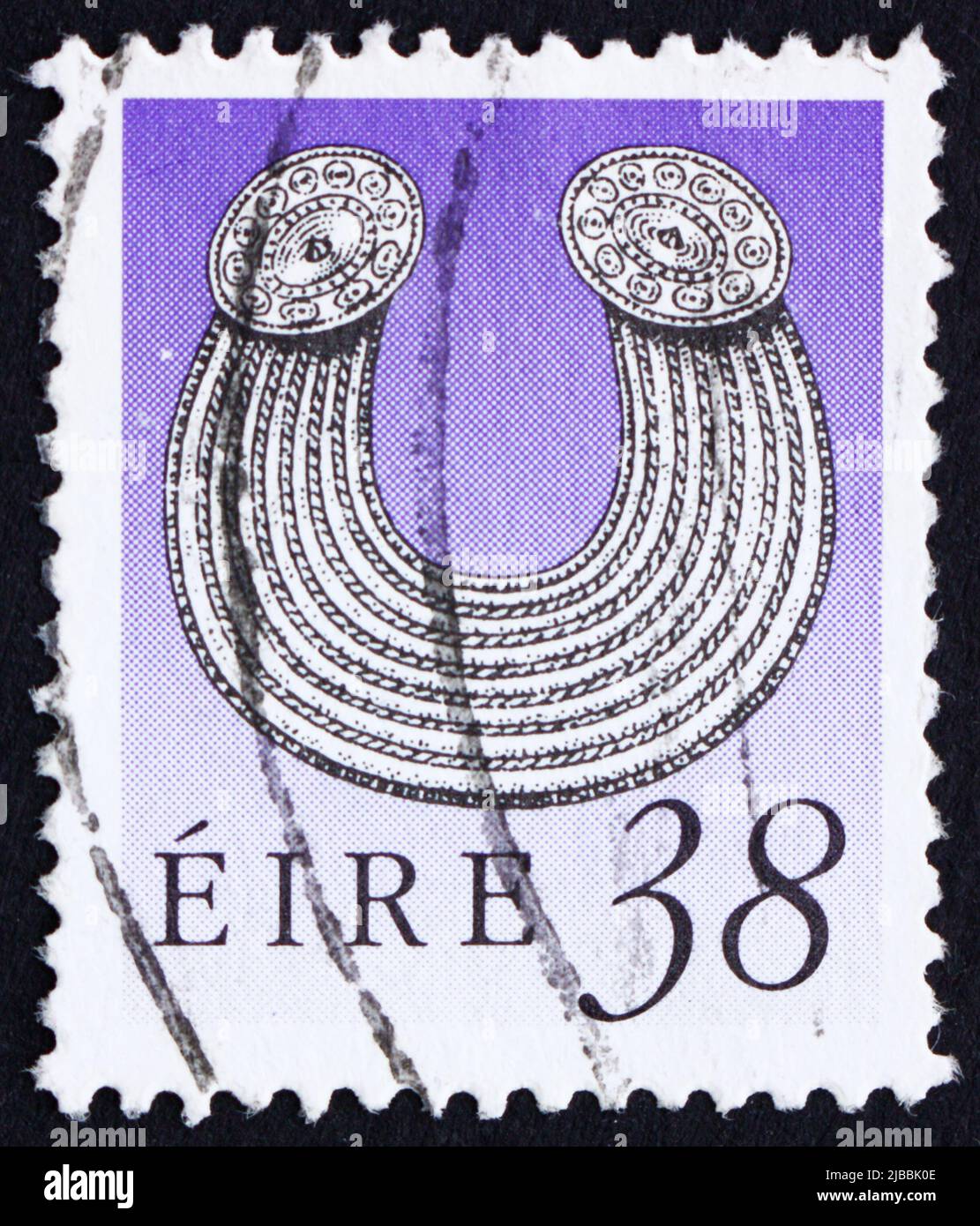 IRELAND - CIRCA 1991: a stamp printed in the Ireland shows Gleninsheen Collar, Art Treasure of Ireland, circa 1991 Stock Photo