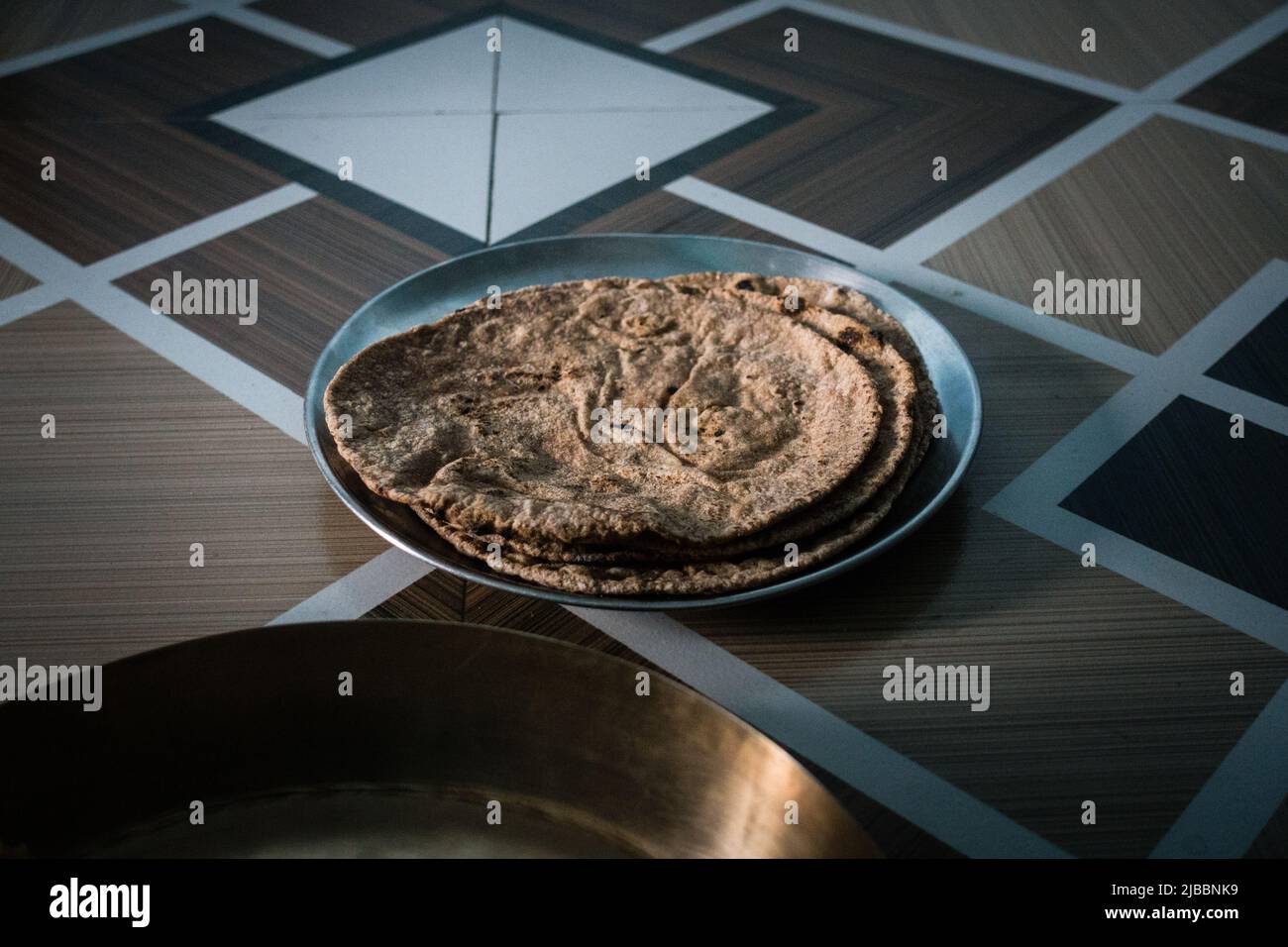 North Indian Traditional multigrain chapati or roti on a plate ...