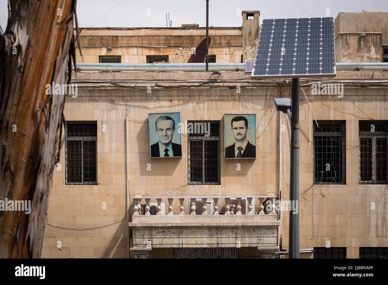 Damascus, Syria -May, 2022: Portrait image of Bashar and Hafiz al-Assad, former and actual President of Syria Stock Photo