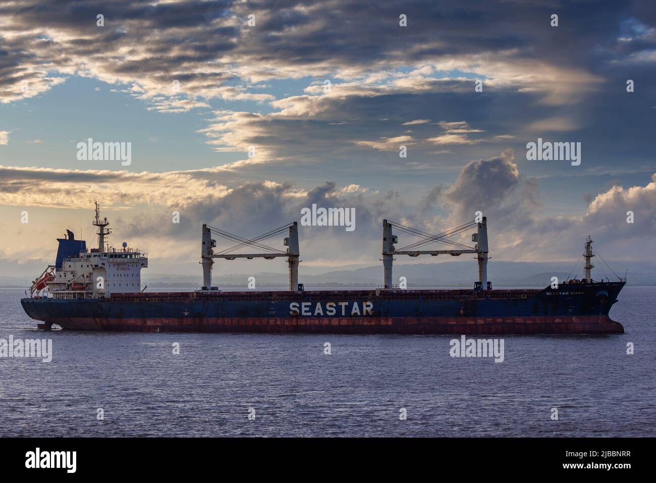 Bulk carrier  heading into dock Stock Photo