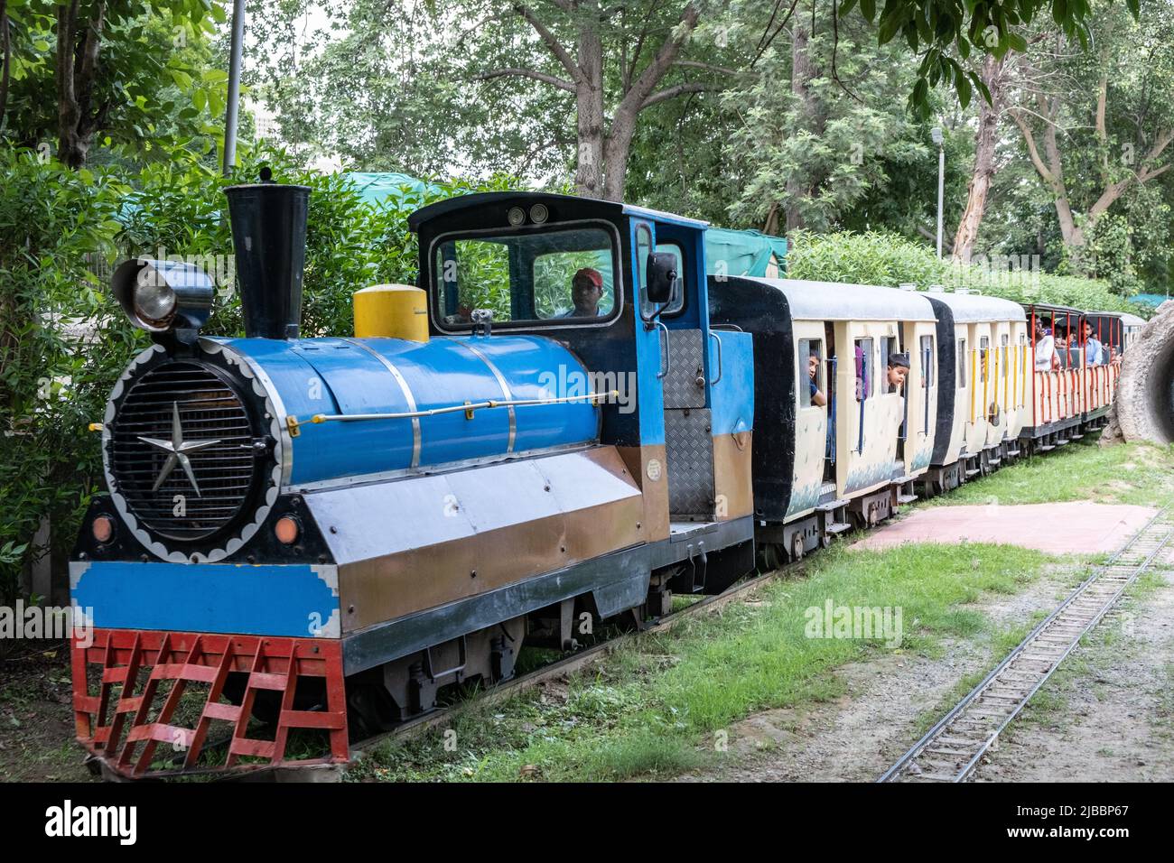 Passengers enjoy toy train ride at the National Railway Museum, Delhi