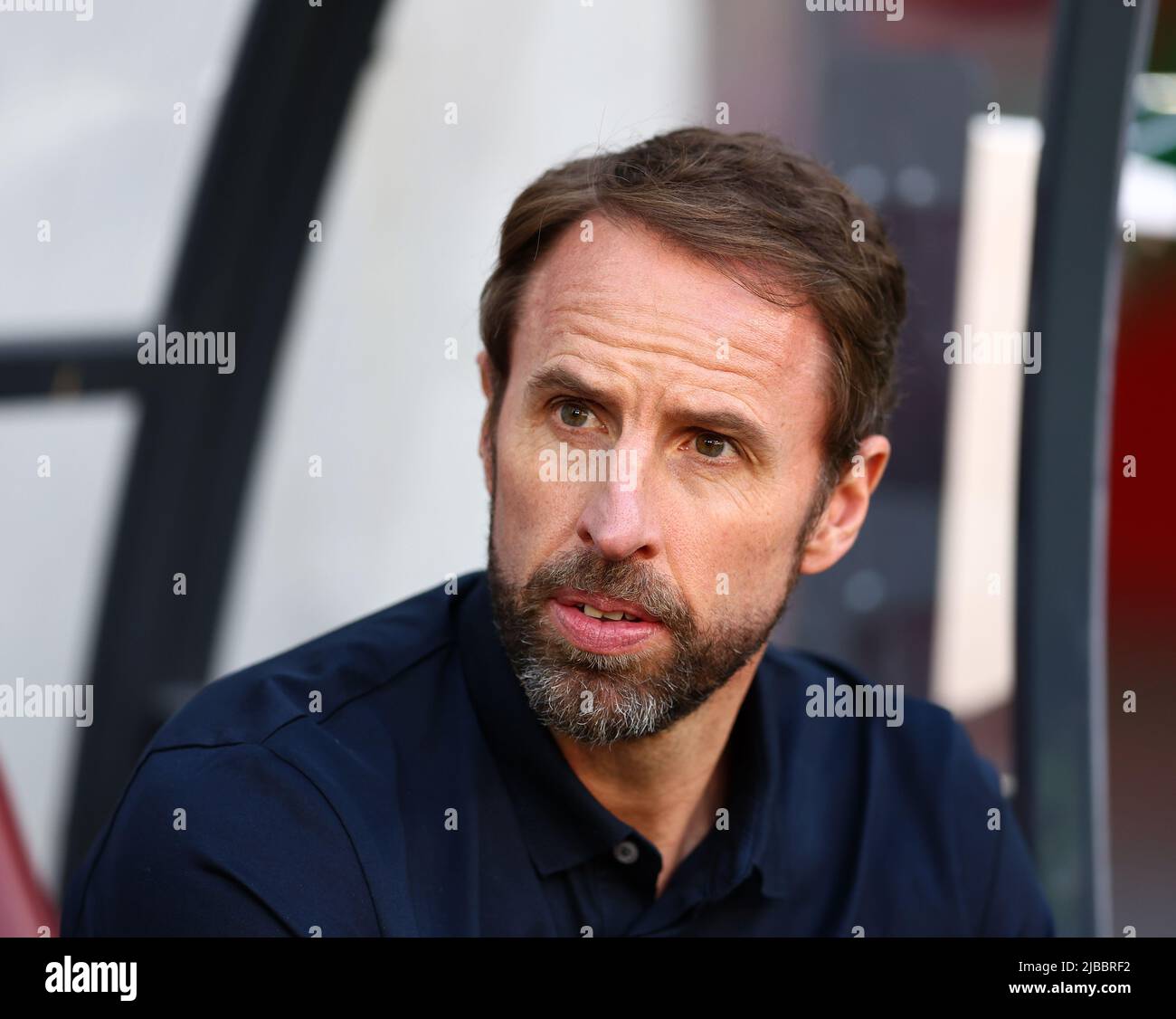 Budapest, Hungary, 4th June 2022.  Gareth Southgate manager of England during the UEFA Nations League match at Puskas Arena, Budapest. Picture credit should read: David Klein / Sportimage Stock Photo