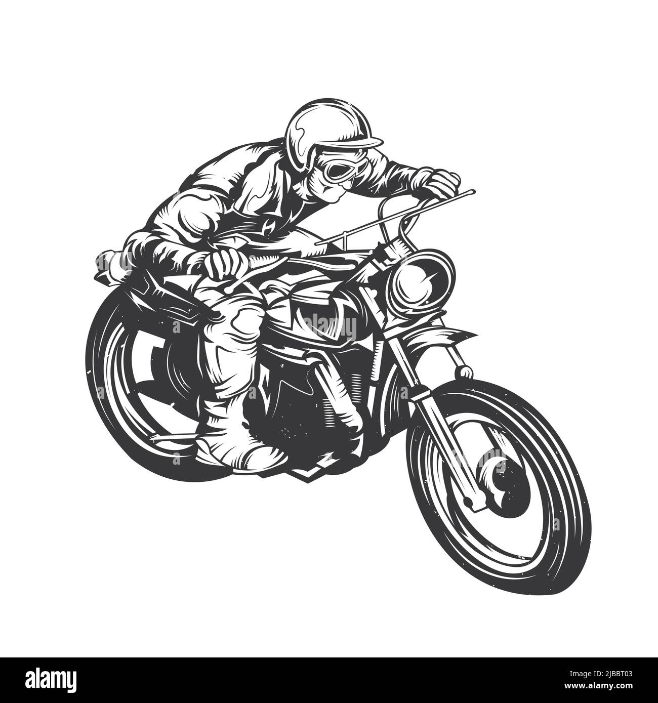 Illustration of classic man on motorcycle Stock Vector