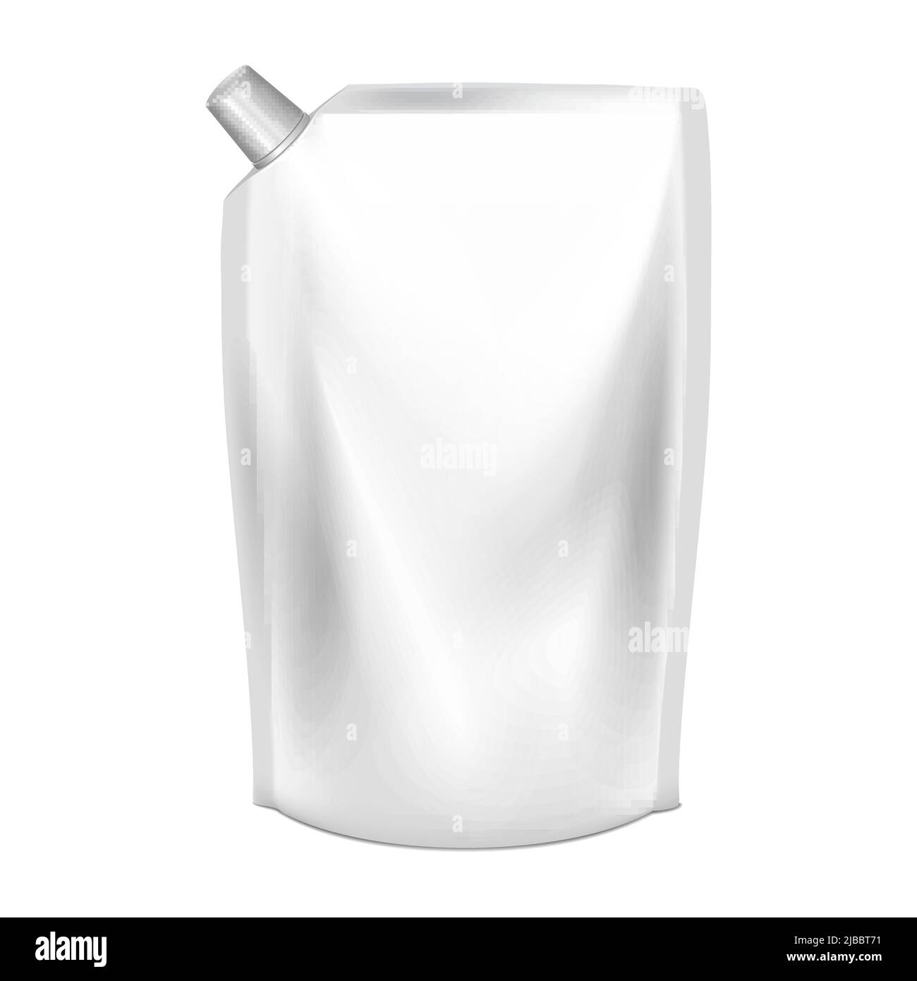 White doy-pack vector. Blank doypack for food or drink foil bag packaging. Polythene retail canned doypack glossy template. Vector illustration Stock Vector