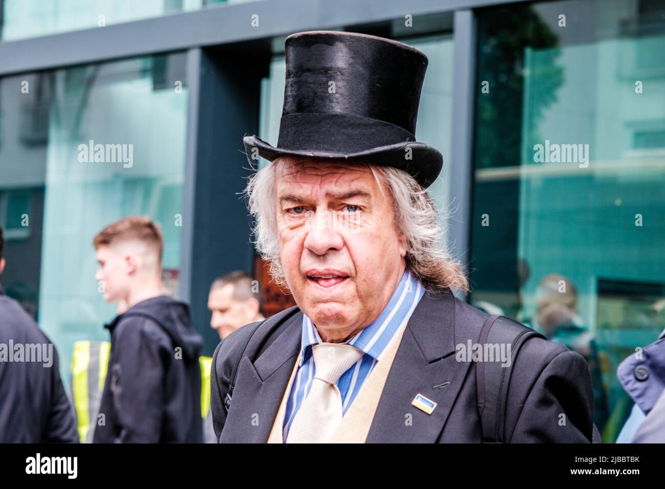 Epsom Surrey, London UK, June 04 2022, Older Man Wearing Formal Morning Suit Top Hat With Long