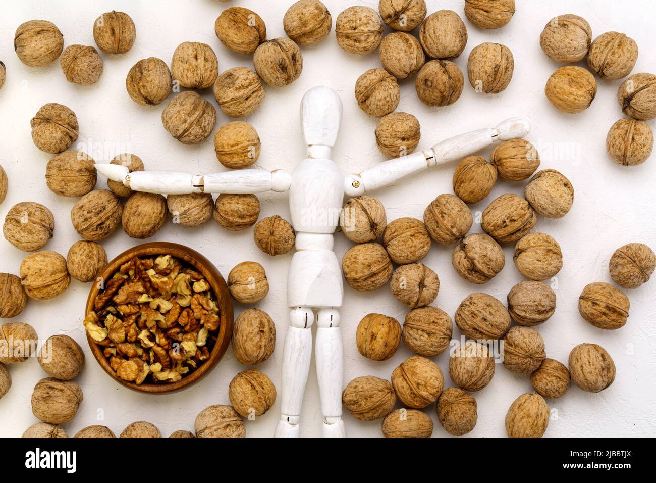 Walnut. concept idea in the human brain. Thinking. Vitamins for the