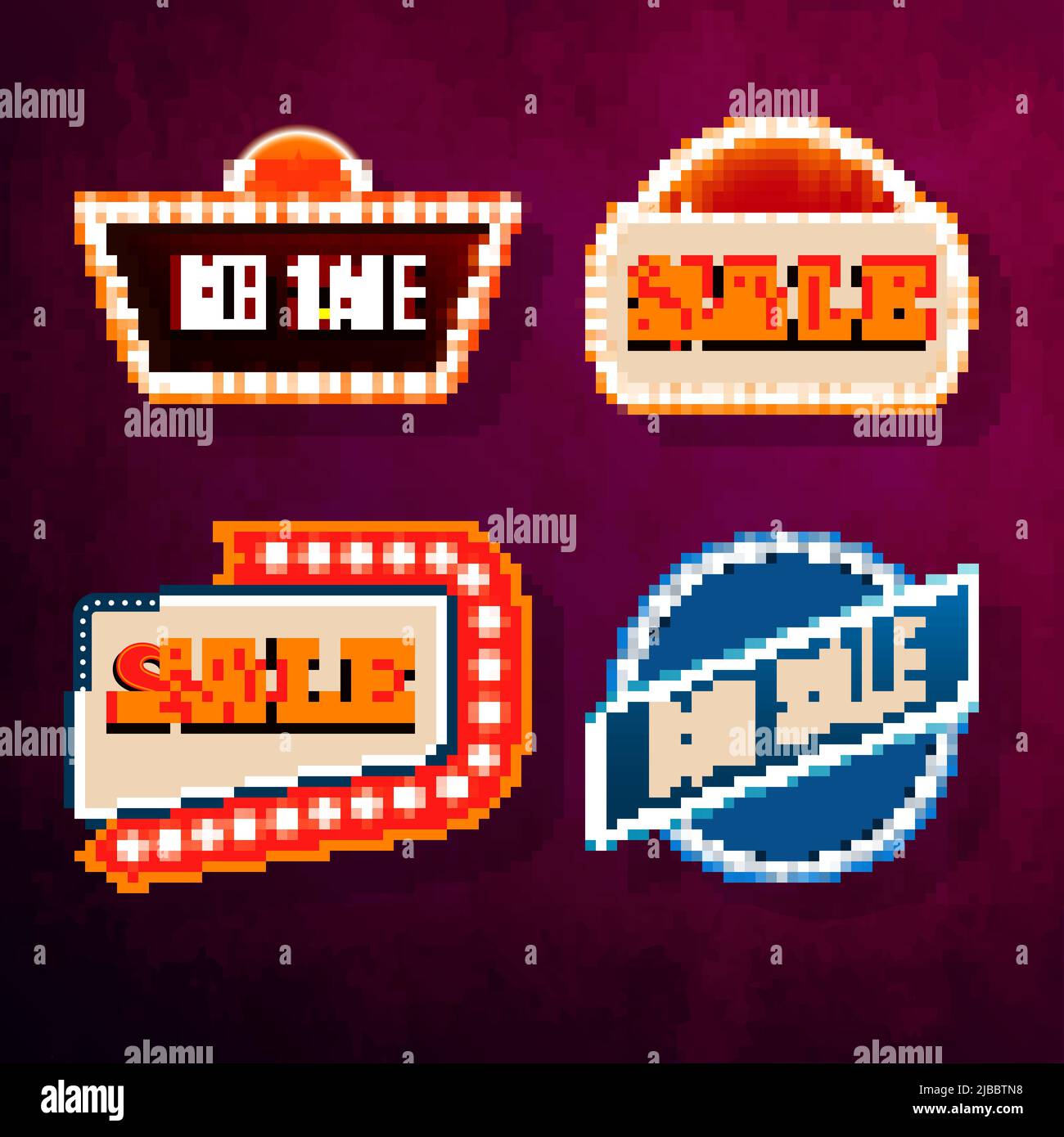 Sales frames vector illustration. Retro light bulb signs with sale text. Signboard big sale