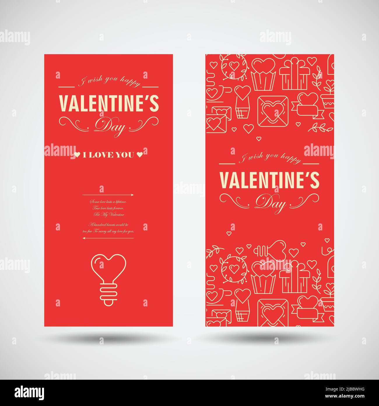 Happy Valentines Day vertical banners with greeting inscriptions and ...