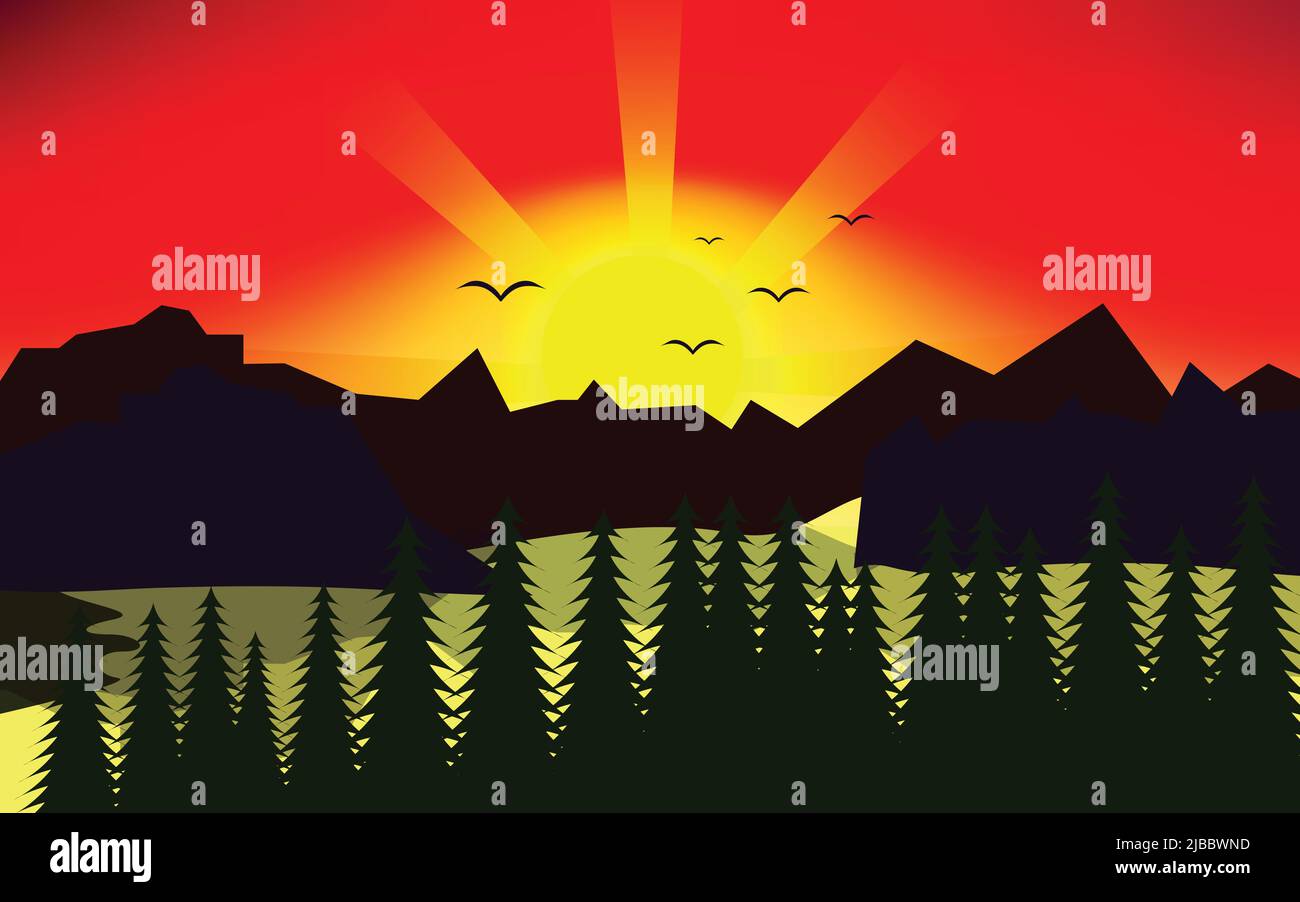 Digital illustration landscape wallpapar background Stock Vector