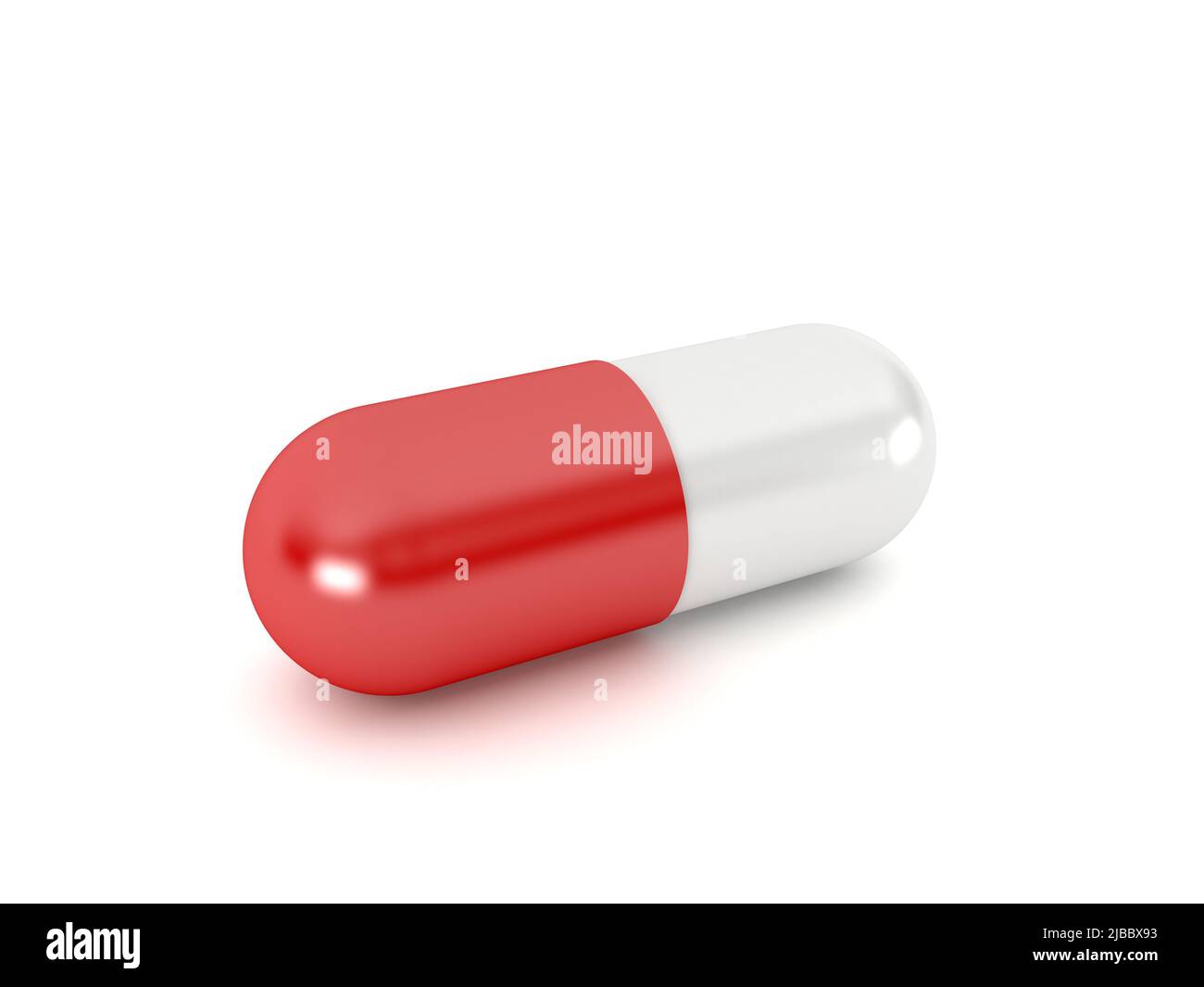 Red pill capsule isolated on white background, 3d rendering Stock Photo