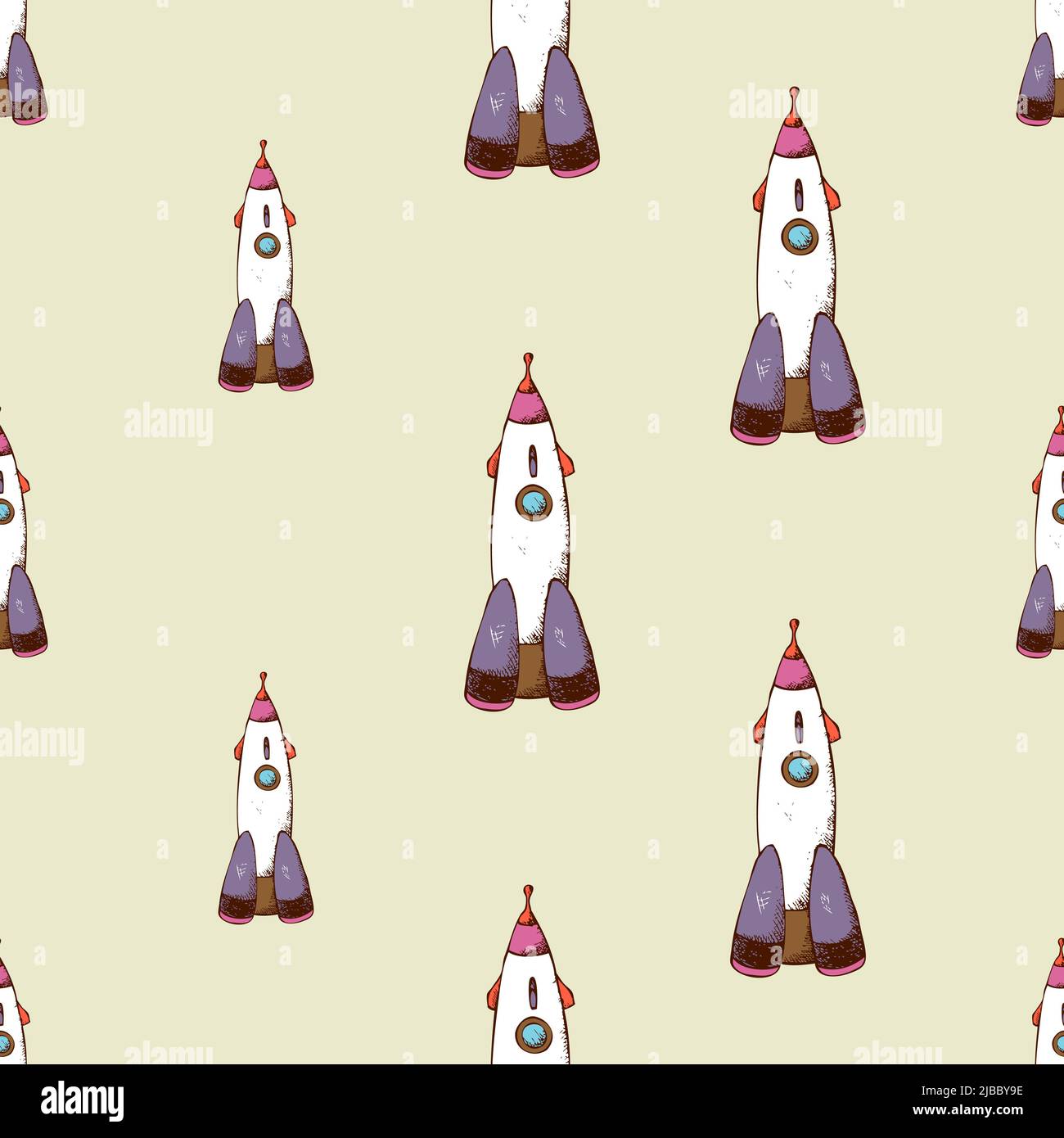 Rocket seamless pattern. Spaceship and travel in space. Vector ...