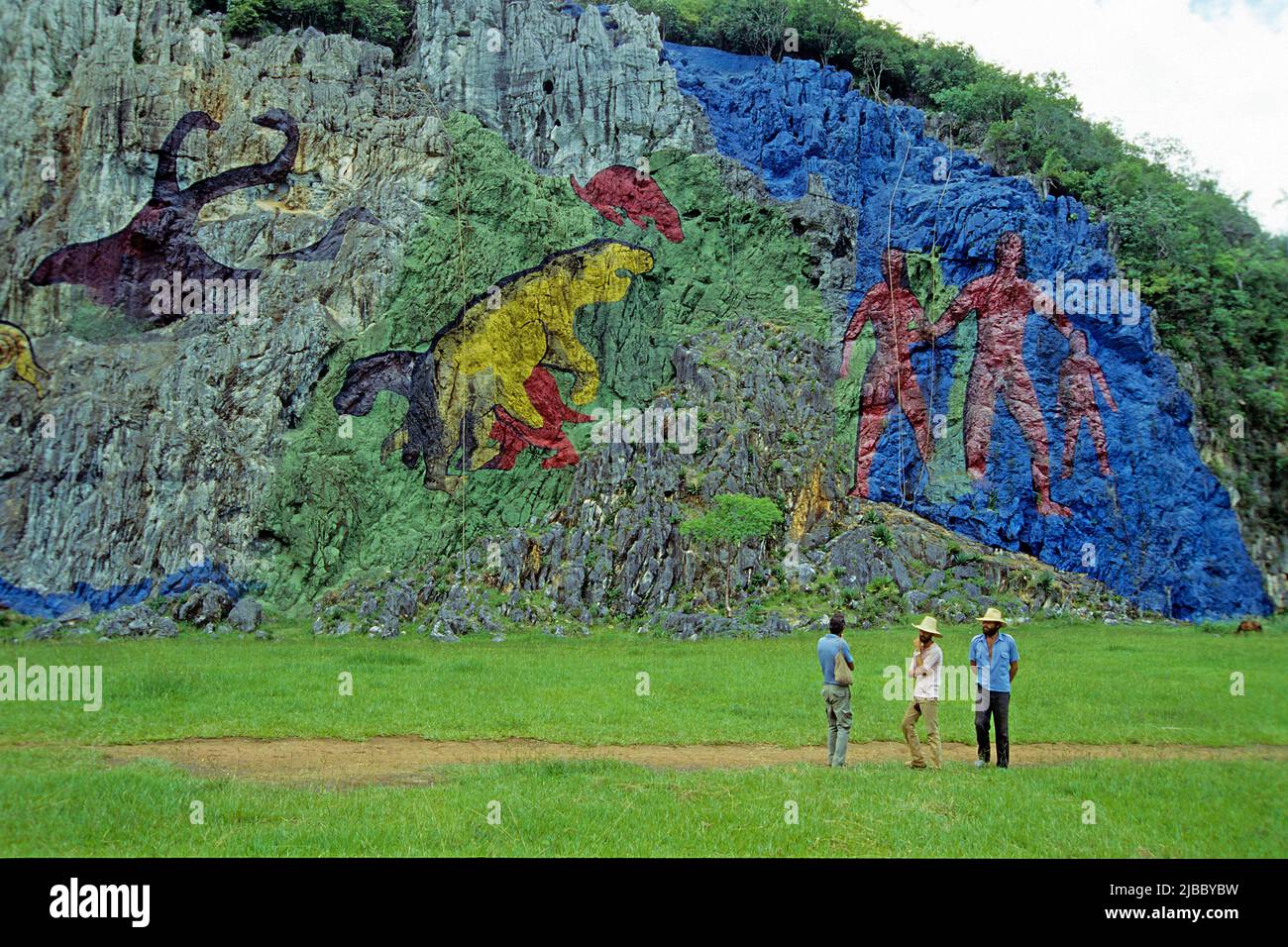 Mural de la Prehistoria at Valle de Vinales, Pinar del Rio, Habana, Cuba, Caribbean Stock Photo