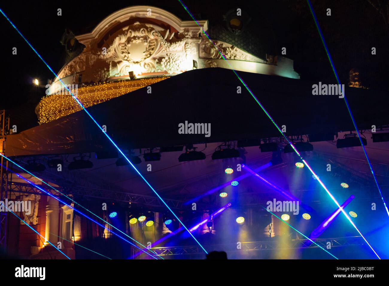 New Year Eve Live concert scene with colorful spectacular lazer beams