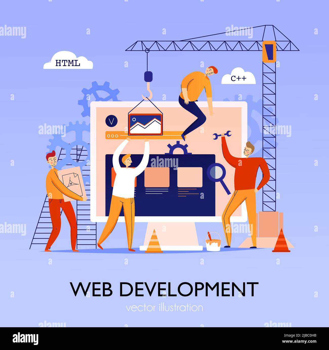 Programmer composition with editable text pictogram icons and ...