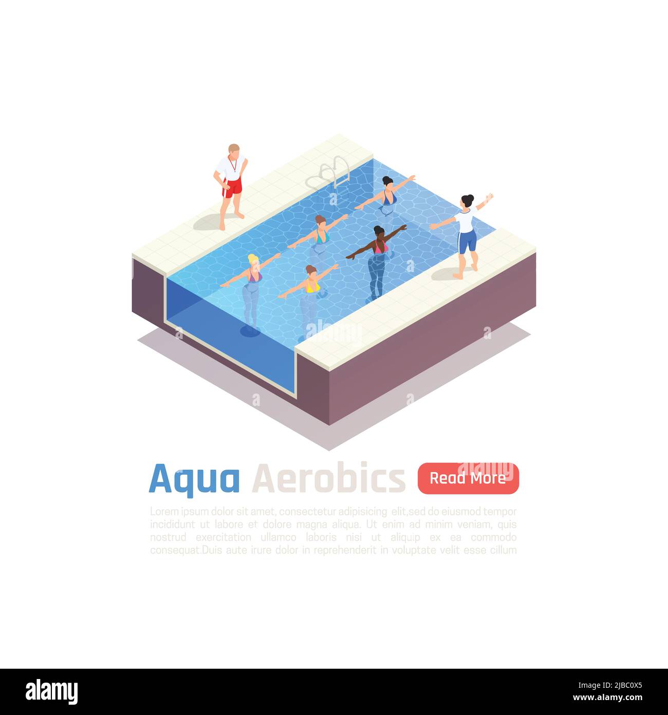 Aqua fitness exercise class isometric composition with water aerobics
