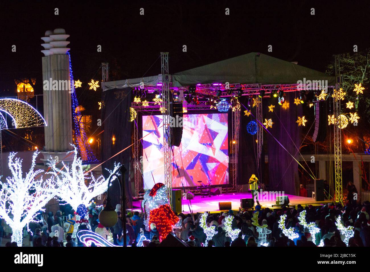 New Year Eve Live concert scene with the Bulgarian pop-singer Georgi