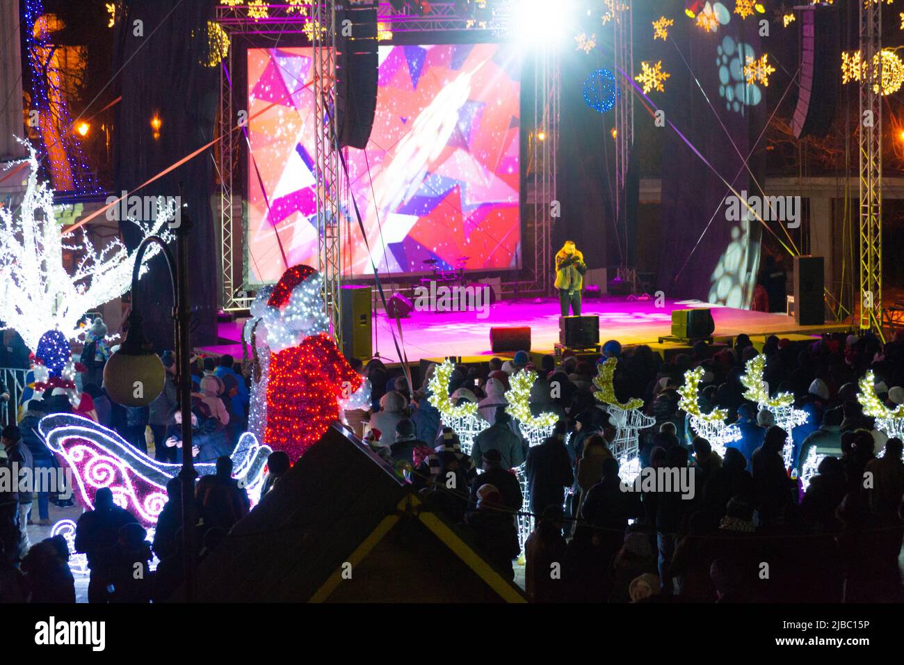 New Year Eve Live concert scene with the Bulgarian pop-singer Georgi