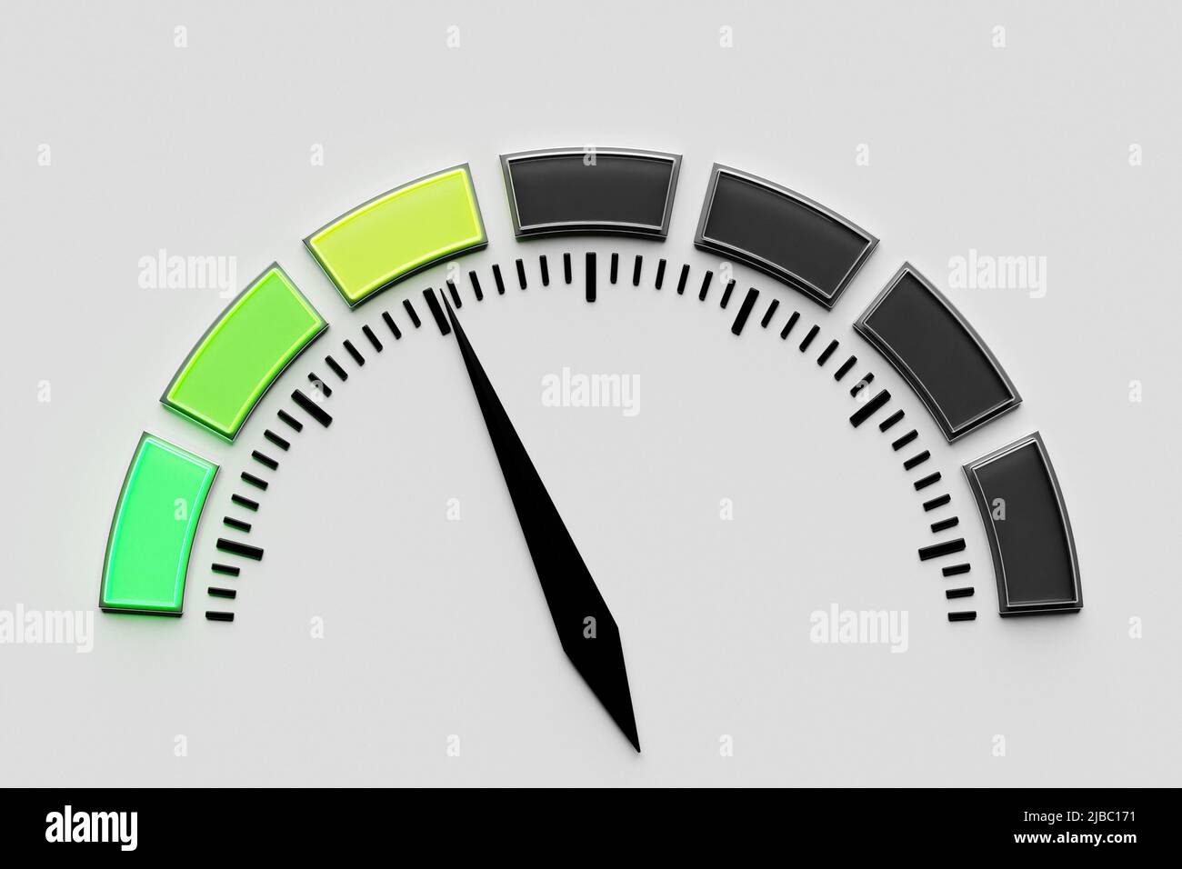 3D illustration loading bar with an indicator in the middle in green