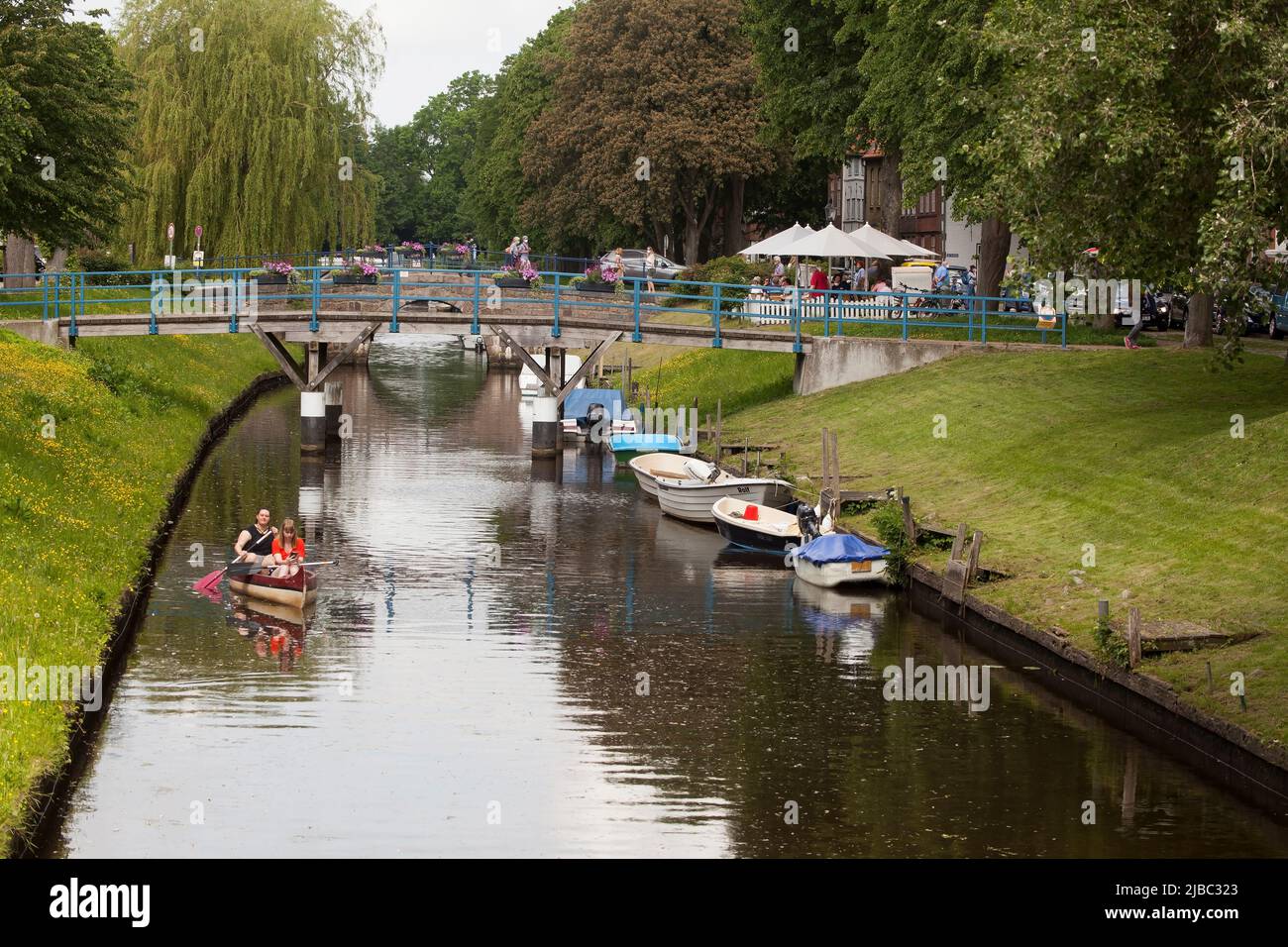 Canal,Gracht, Friedrichstadt, North Frisia, Schleswig-Holstein, Germany Stock Photo