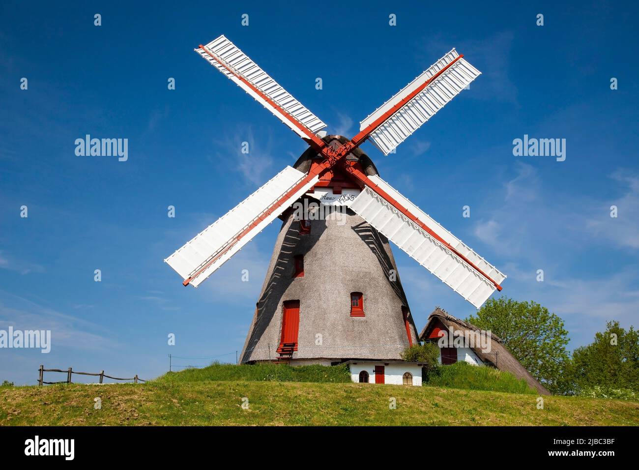 Havnbjerg Moelle Windmill, Sonderborg Als Island, Flensburg Fjord, South Denmark, Europe Stock Photo
