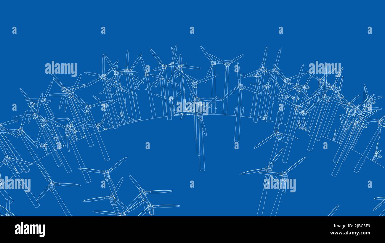 Electric wind turbines on round planet. Vector Stock Vector Image & Art ...