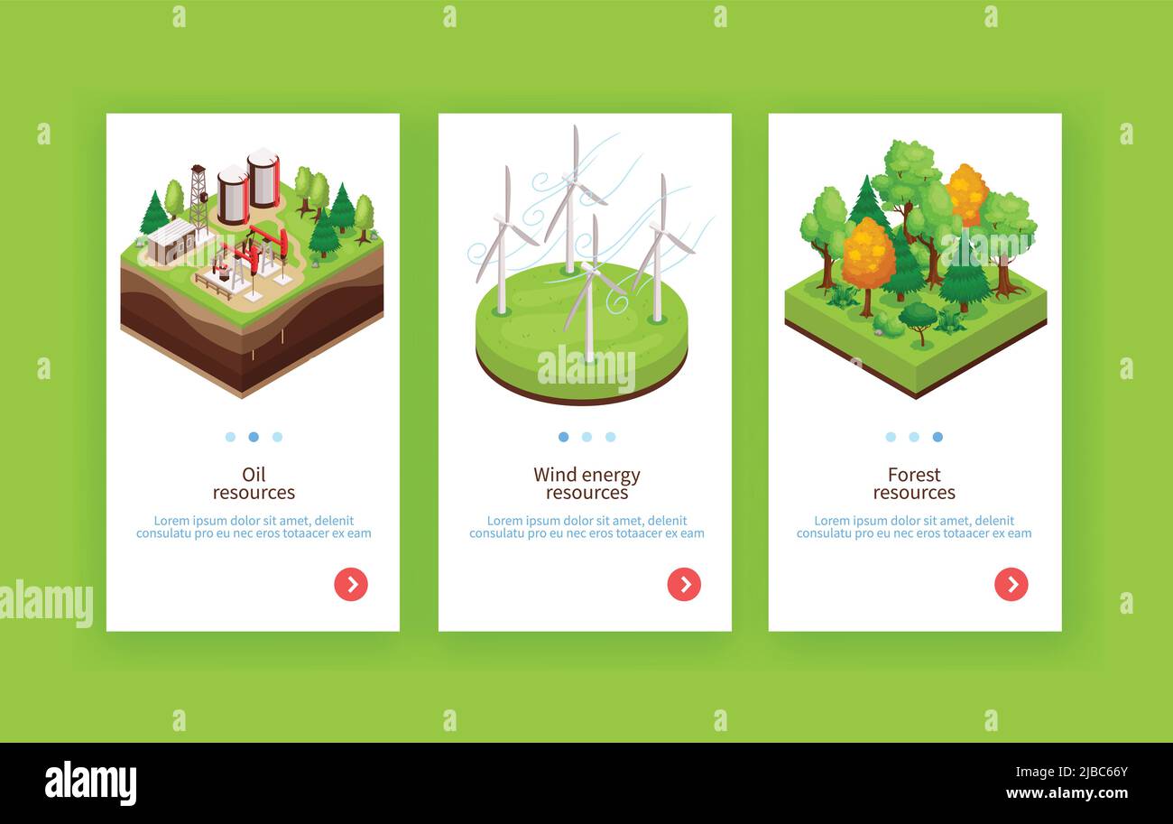 Natural environmental sustainable resources 3 vertical web banners with ...