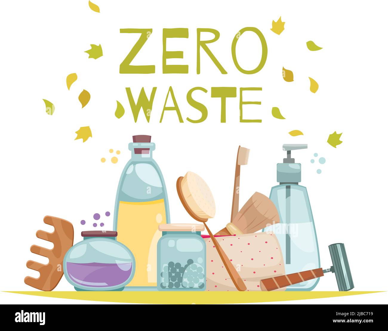 Waste sorting concept with zero waste symbols flat vector illustration ...