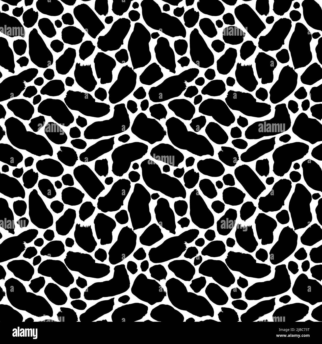 Black uneven specks, ink blobs seamless pattern. Stock Vector