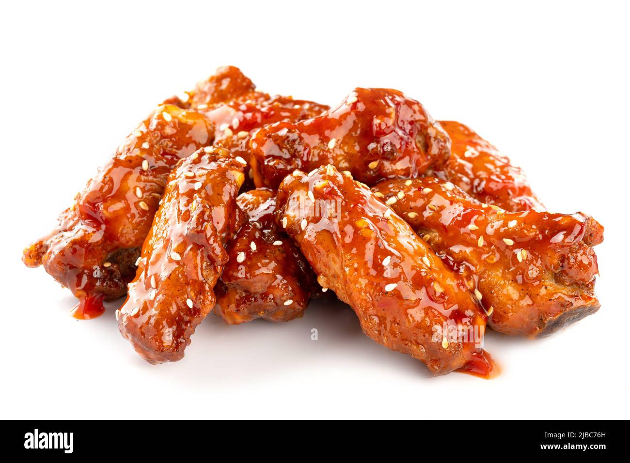 Isolated fried chicken wings with sweet sauce Stock Photo Alamy
