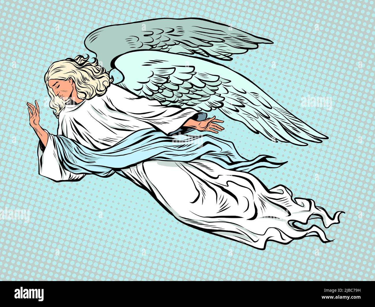 male angel flying, christian religious creature. Symbol of grief and  sadness. Pop art retro vector illustration kitsch vintage 50s 60s style  Stock Vector Image & Art - Alamy