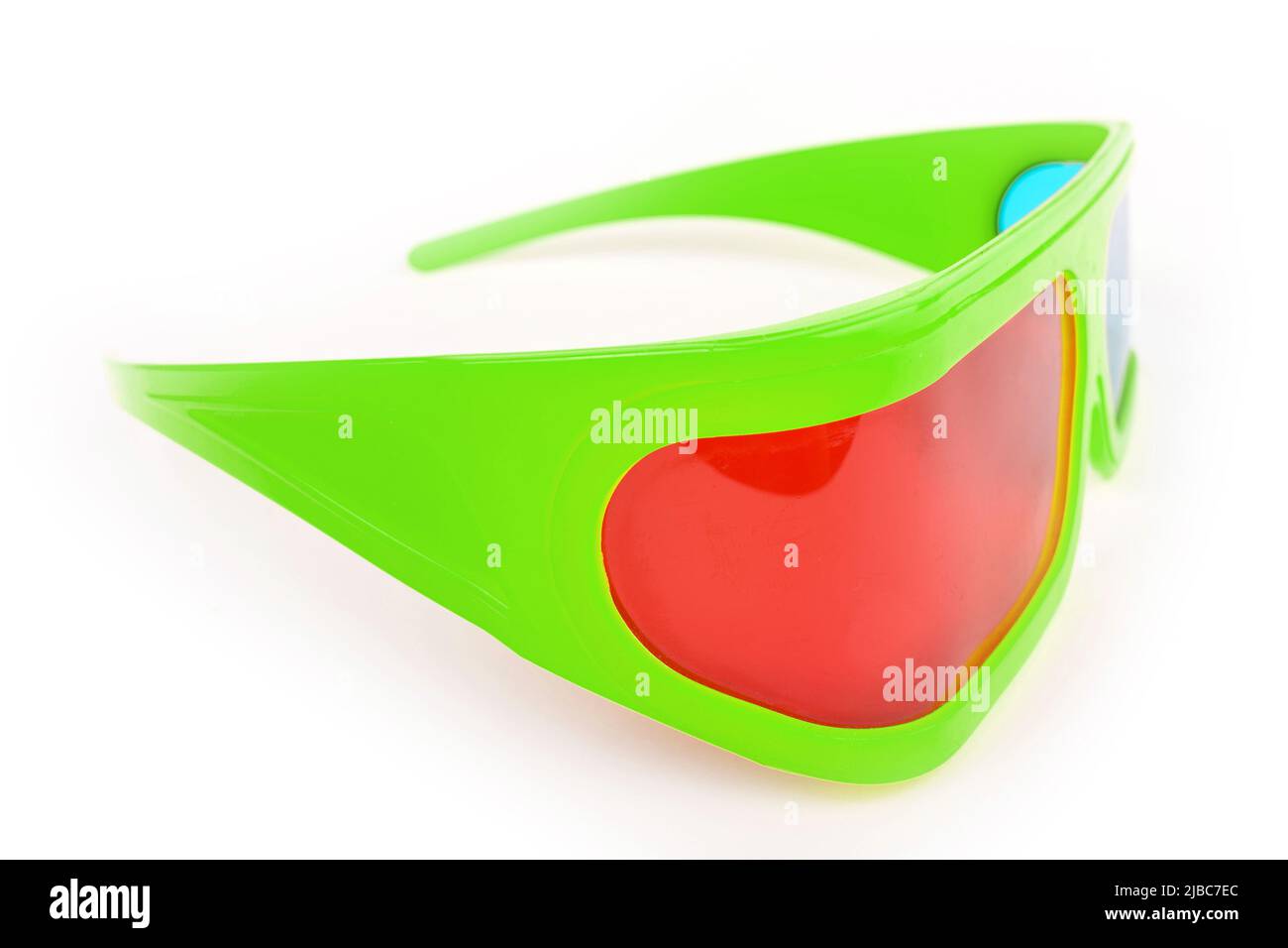 green 3D glasses for watching movies in the cinema isolate on white