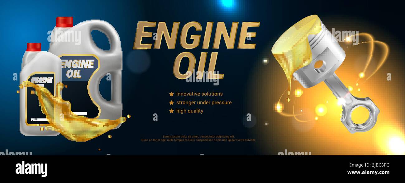 High quality engine oil advertising horizontal poster with description