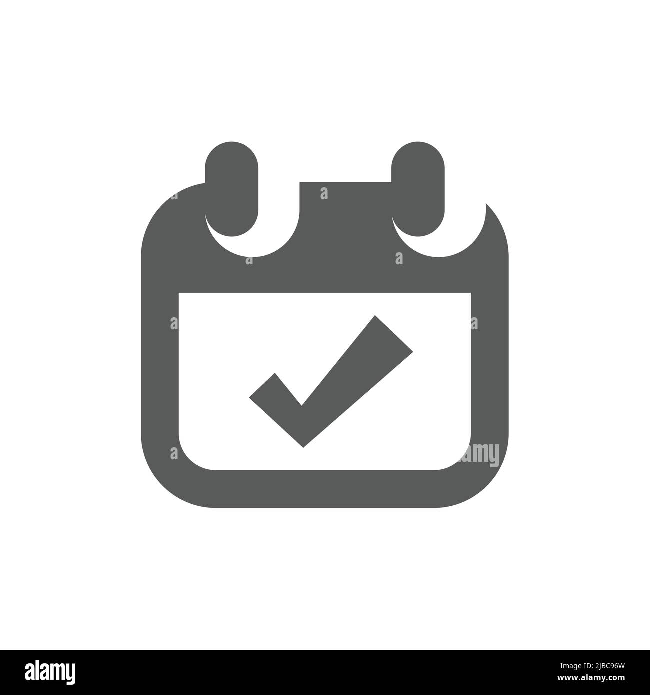 Calendar simple black vector icon. Date plan with checkmark or tick, ok filled symbol. Stock Vector