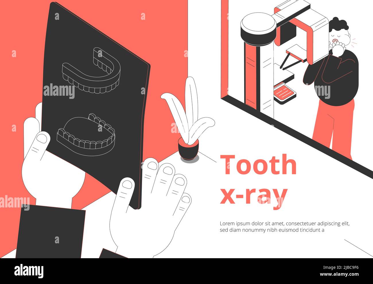 Dental clinic toothache treatment and diagnosis isometric composition
