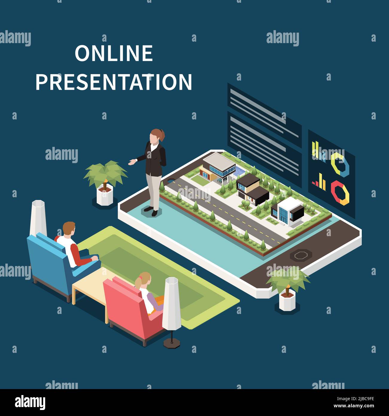 Online education composition with distance education symbols isometric ...