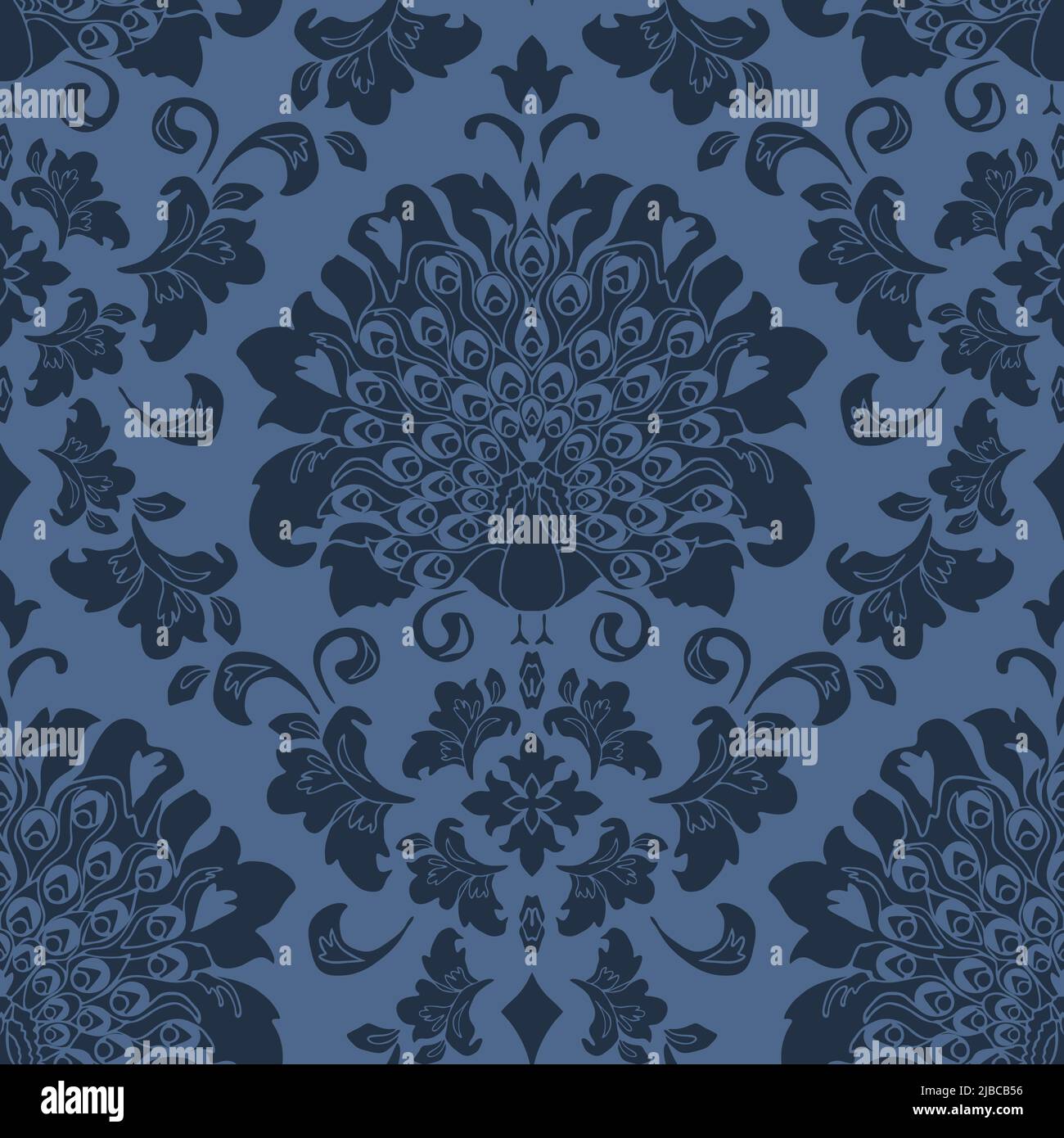 Victorian Navy Blue Wallpaper