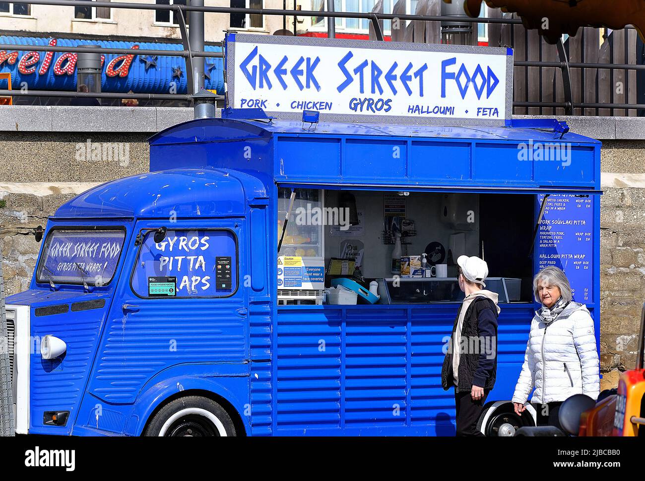 Greek street food van on the seafront at Bridlington, yorkshire, UK. Stock Photo