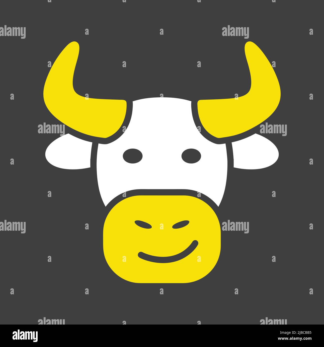 Bull glyph icon isolated on the black. Farm animal vector illustration ...