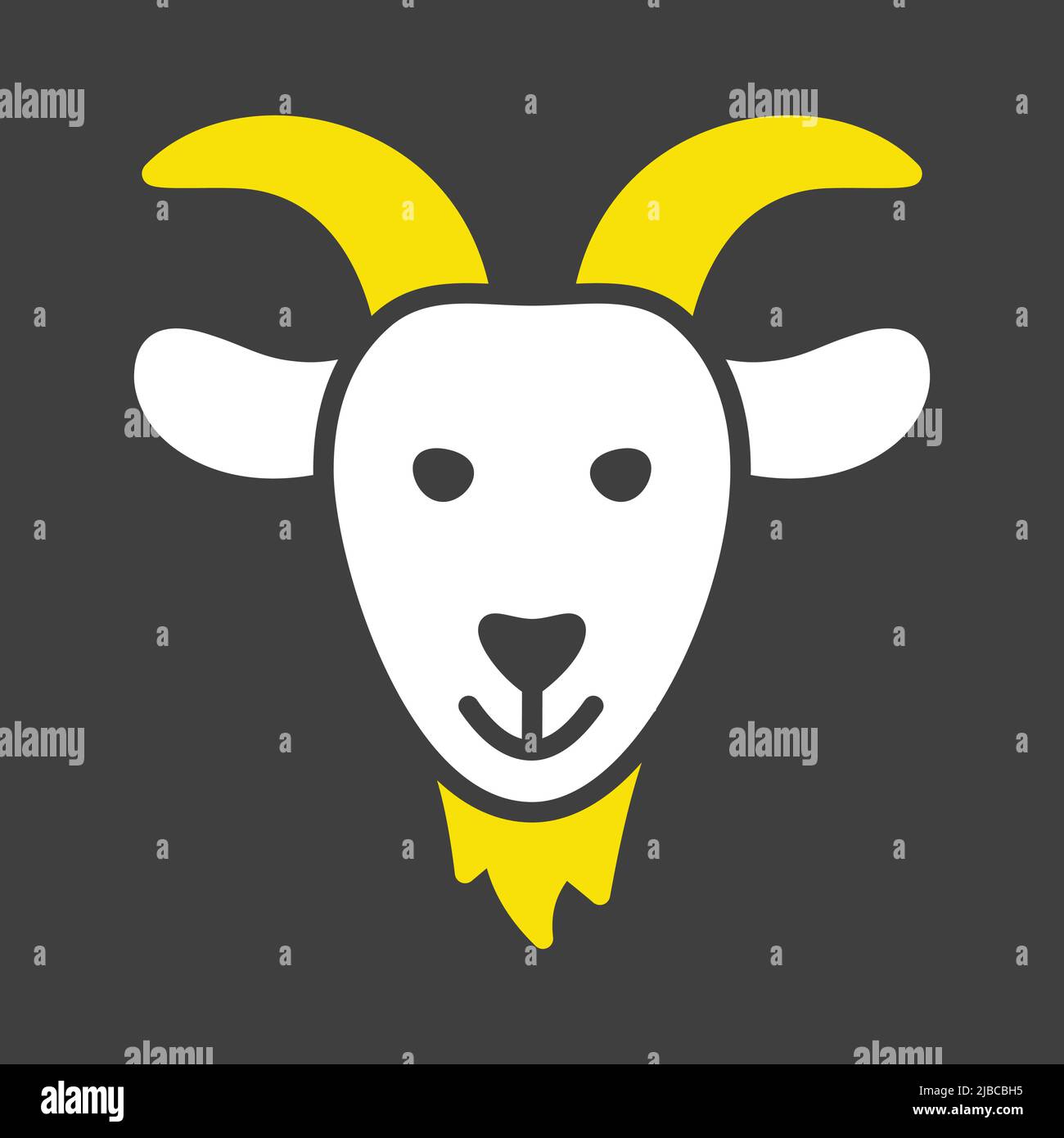Goat glyph icon isolated on the black. Farm animal vector illustration ...