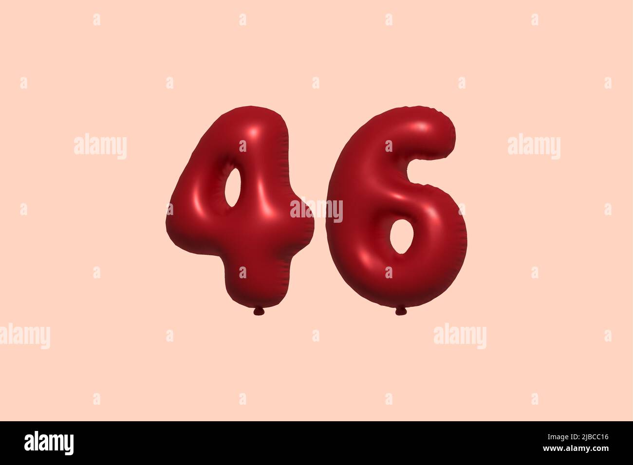 46 3d number balloon made of realistic metallic air balloon 3d rendering. 3D Red helium balloons for sale decoration Party Birthday, Celebrate anniversary, Wedding Holiday. Vector illustration Stock Vector