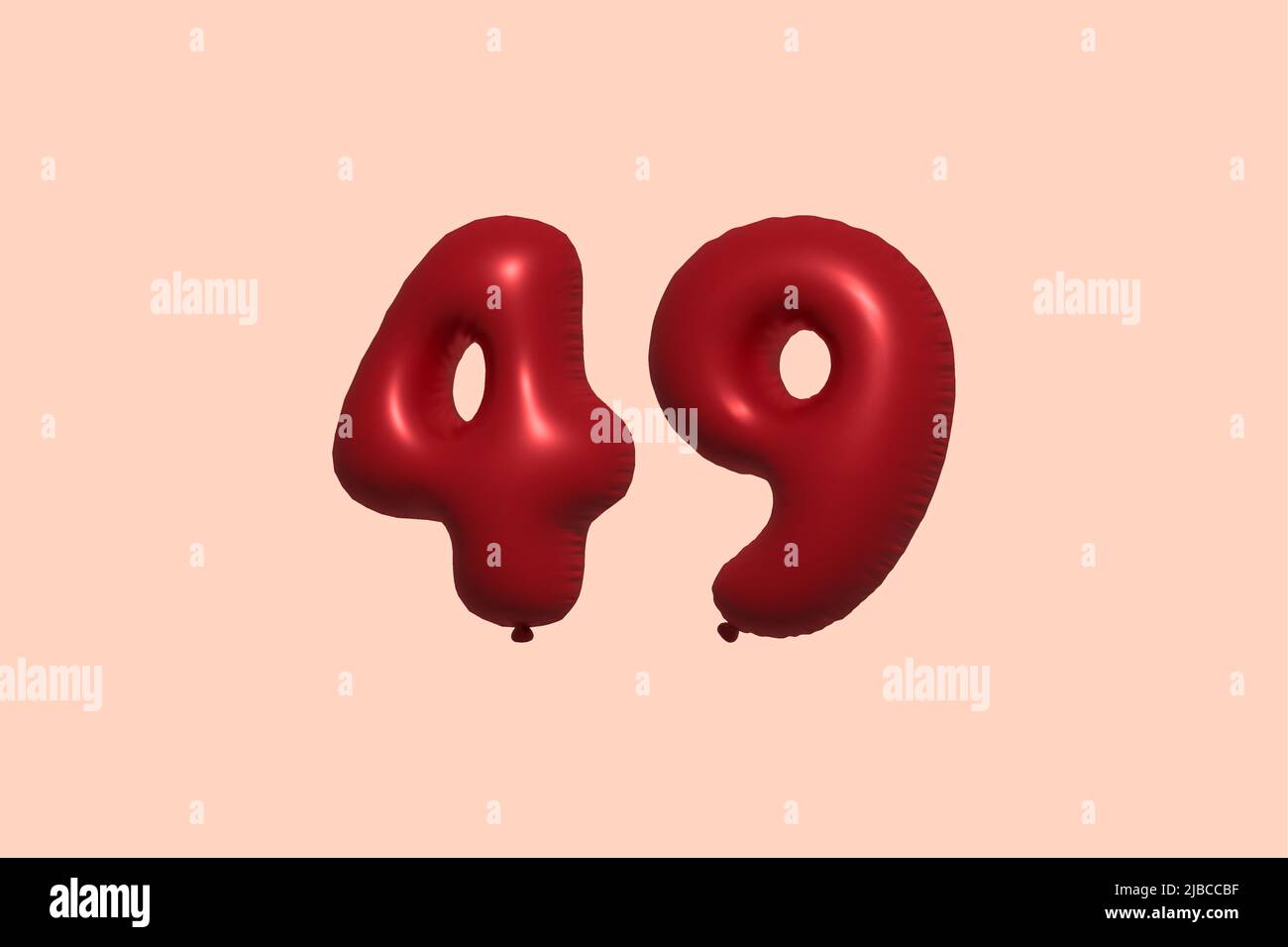 49 3d number balloon made of realistic metallic air balloon 3d rendering. 3D Red helium balloons for sale decoration Party Birthday, Celebrate anniversary, Wedding Holiday. Vector illustration Stock Vector