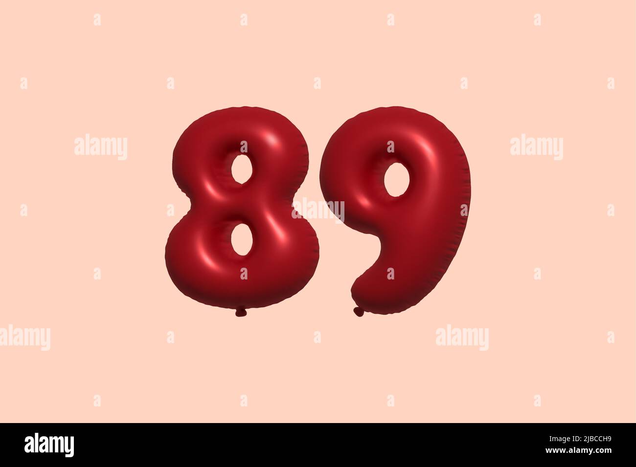 89 3d number balloon made of realistic metallic air balloon 3d rendering. 3D Red helium balloons for sale decoration Party Birthday, Celebrate anniversary, Wedding Holiday. Vector illustration Stock Vector