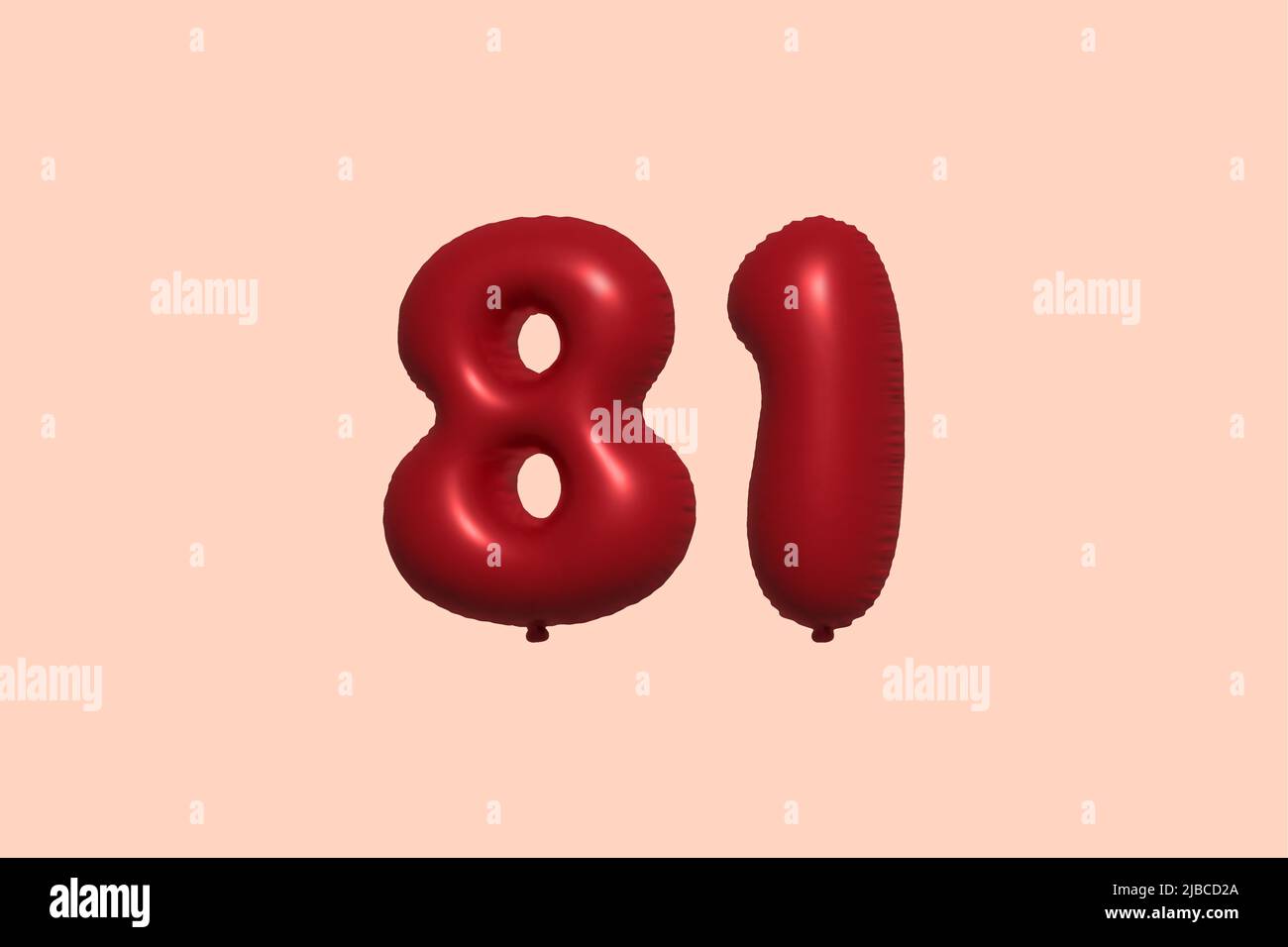 81 3d number balloon made of realistic metallic air balloon 3d rendering. 3D Red helium balloons for sale decoration Party Birthday, Celebrate anniversary, Wedding Holiday. Vector illustration Stock Vector