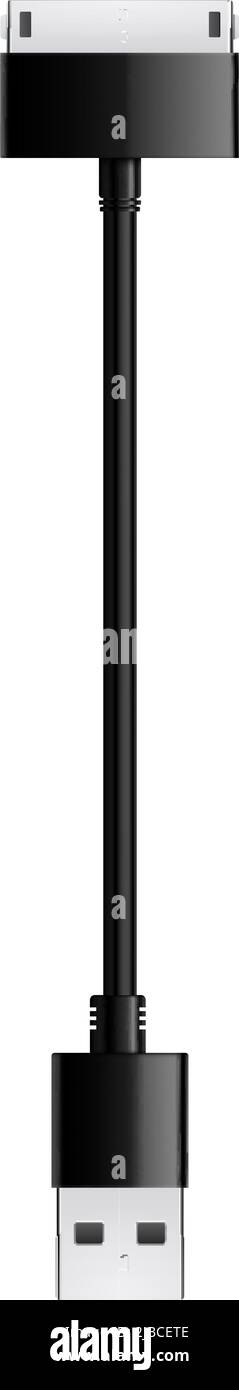 Composition with realistic image of adapter cable for mobile devices vector illustration Stock Vector