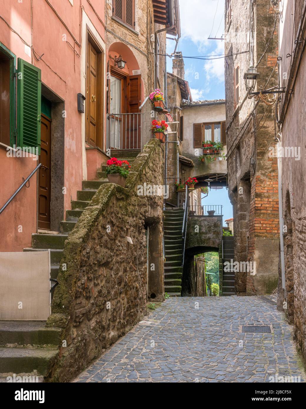 The beautiful little town of Capranica, in the Viterbo Province. Lazio, central Italy. Stock Photo